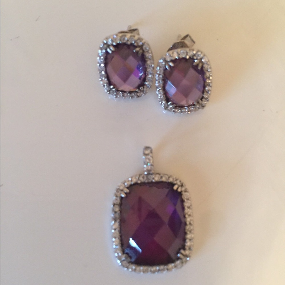 Amethyst pendant and earrings (sterling silver)